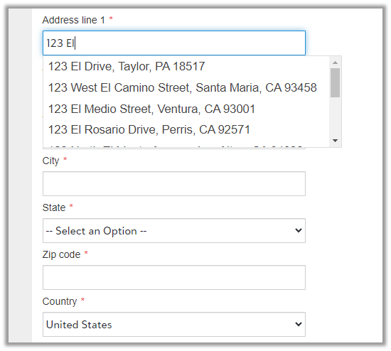 Address auto-complete field